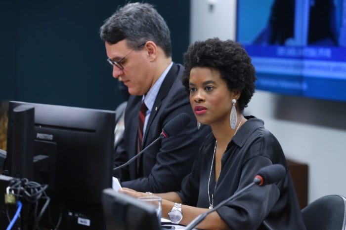 Subsecretário da Receita, Juliano Neves, e a deputada Carol Dartora - (Foto: Vinicius Loures/Câmara dos Deputados)