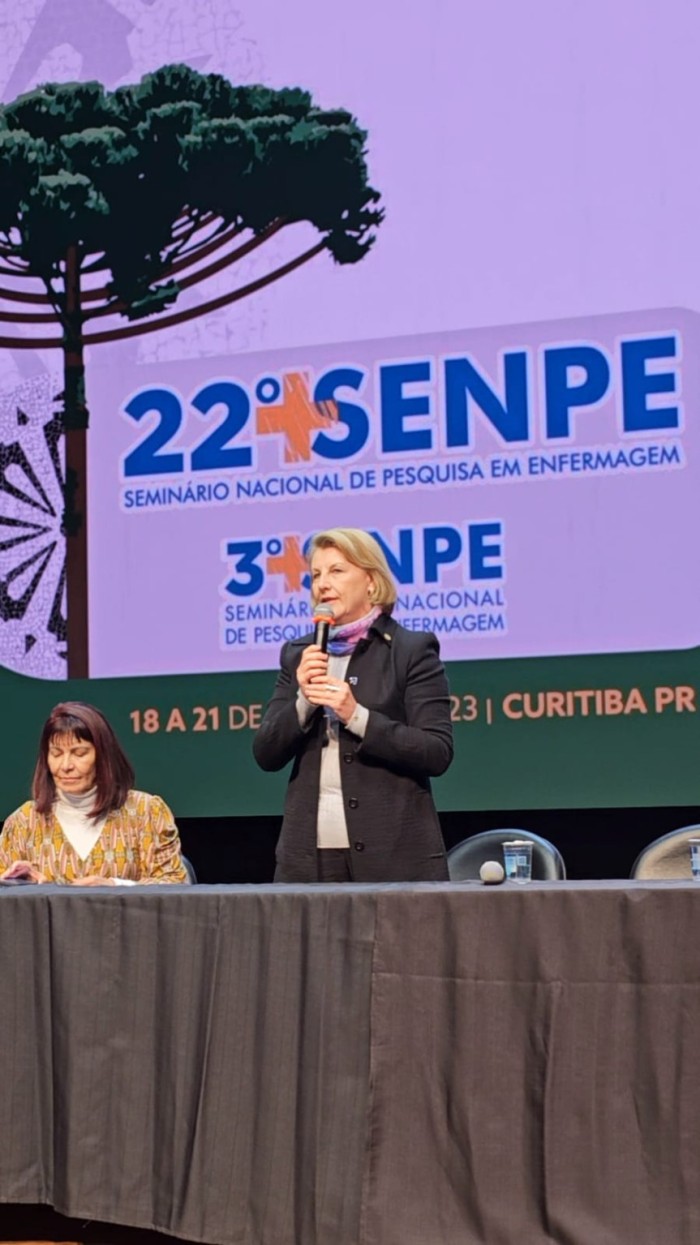 A parlamentar participou do 22º Seminário Nacional de Pesquisa em Enfermagem e 3º Seminário Internacional de Enfermagem, realizado no Centro de Eventos da Federação das Indústrias do Paraná, em Curitiba, esta semana. / Créditos: Simone Muniz/Gabinete Márc