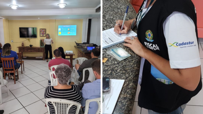 Representantes do MTur orientam a fiscalização do Cadastur e expõem benefícios do sistema em Arraial do Cabo (RJ). Crédito: MTur